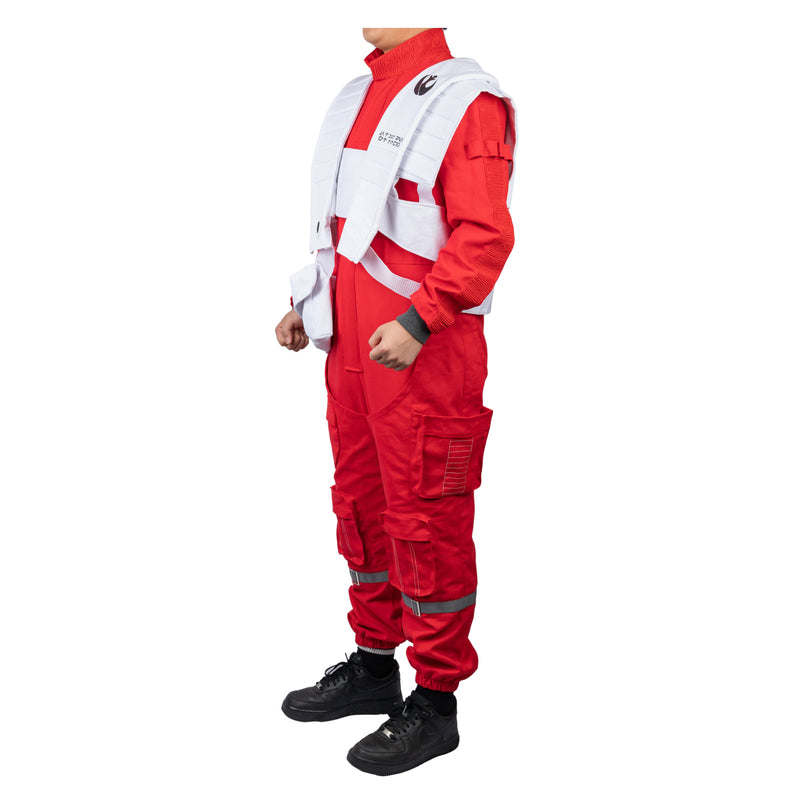 Xcoser Star Wars Poe Dameron Upgrade Costume Cosplay Red Jumpsuit Suit Unisex Halloween Cosplay Outfit