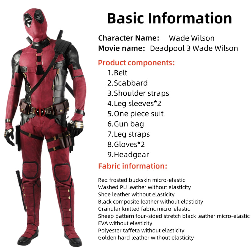 【New Arrival】Xcoser Deadpool&Wolverine Wade Wilson Full Suit Cosplay Costume Halloween Cosplay