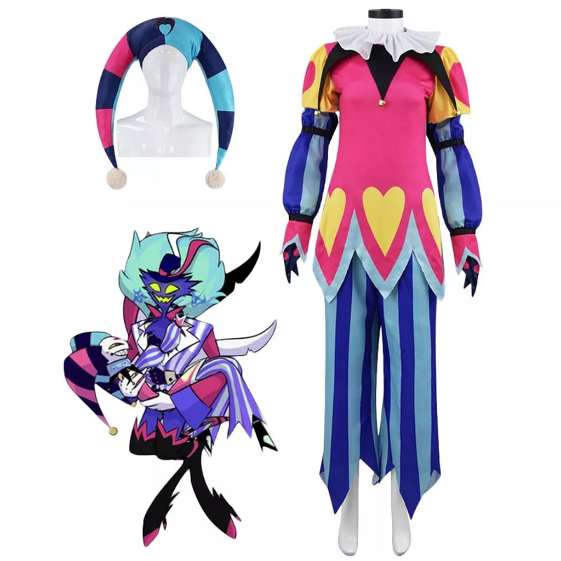 【New Arrival】Xcoser Hazbin Hotel Helluva Boss Fizzarolli Clown Cosplay Costume Outfits Halloween Carnival Suits