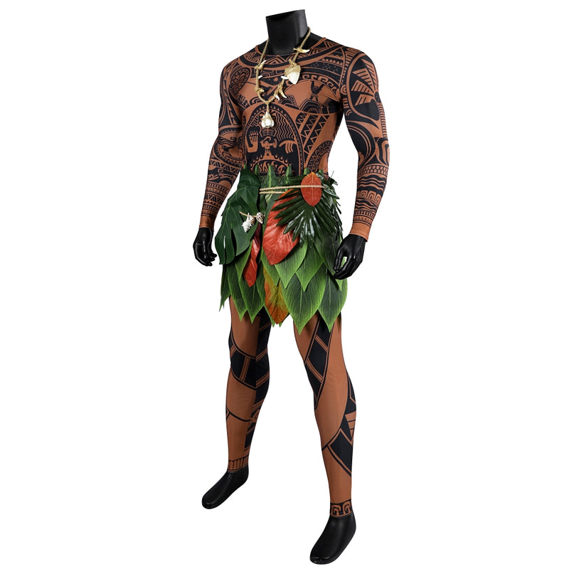 【New Arrival】Xcoser 2024 Moana 2 Maui Cosplay Costume Tattoo Jumpsuit Role Play Fancy Party Dress