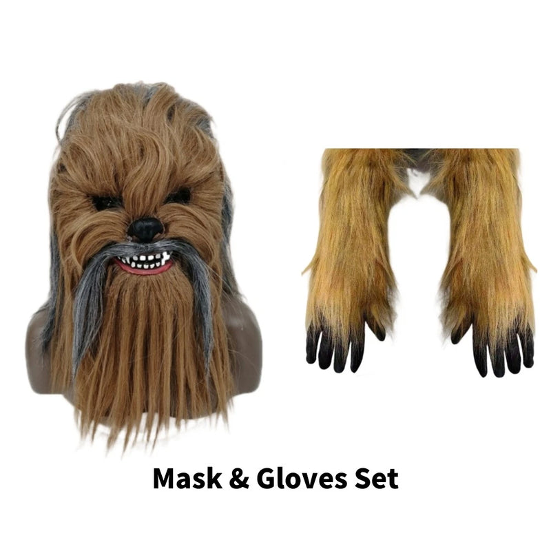 Chewbacca Cosplay Masks & Gloves Latex Halloween Props