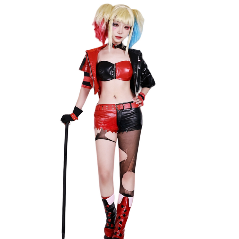 【New Arrival】Xcoser Suicide Squad ISEKAI Harley Quinn Cosplay Costume Wig Outfit Halloween