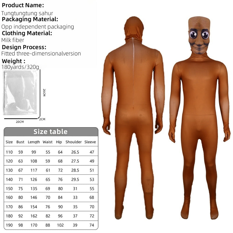 Tung Tung Tung Sahur Flexible Costume Adult Male For Hallowen