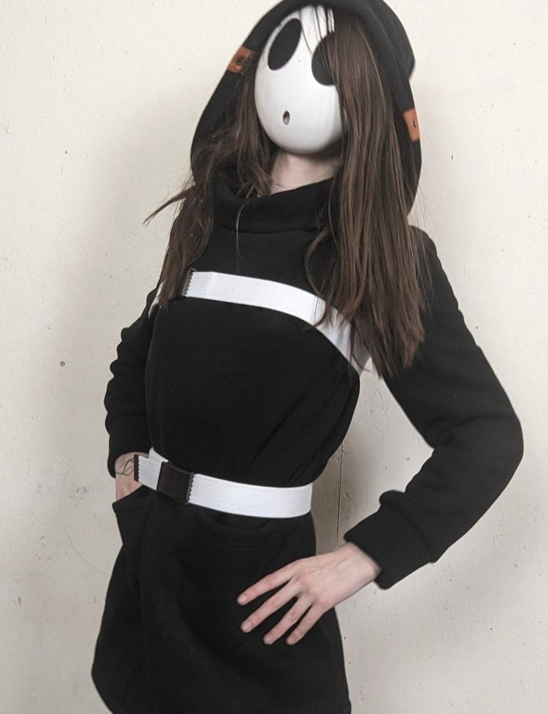 【20% off】Xcoser Mario Series Shy Guy Hoodie Women's Hooded Black Sweatshirt Cosplay Costume